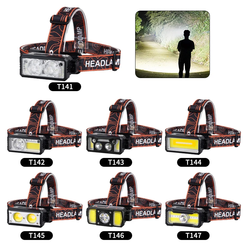 Outdoor Mini Bright Small Rechargeable Led Headlamp USB Charging Running Plastic Fishing Headlight Motion Sensor Head Flashlight