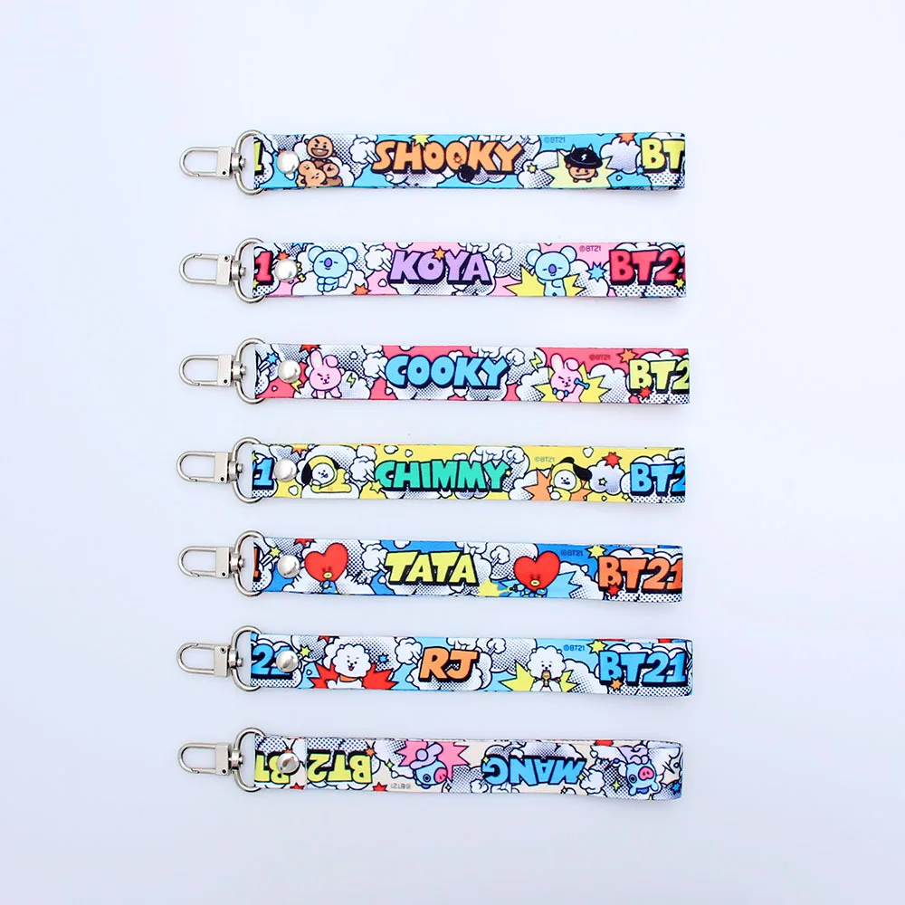 
Bangtan Boys Wholesale KPOP Idol Merchandise Cartoon Cute BT21 BTS Printed Neck Strap Name Bar Phone Lanyard 
