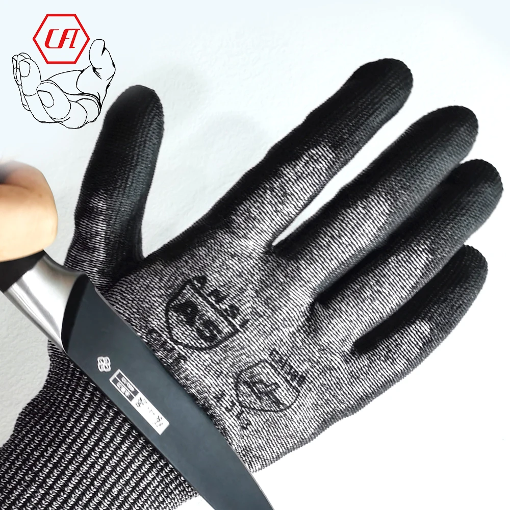 Guantes ANSI A5 устойчивые к порезам микроперчатки с нитриловым покрытием на ладони рабочие перчатки для промышленной безопасности