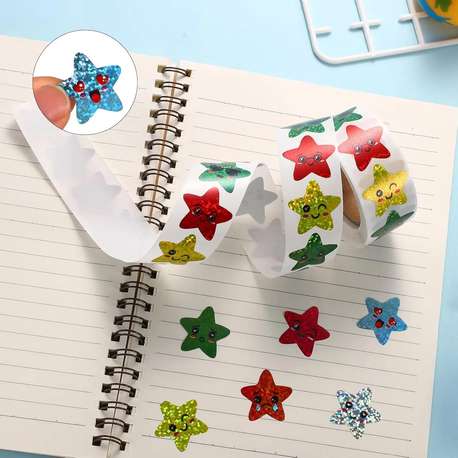 Colored Self Adhesive Sparkly Incentive Star Sticker Glitter Star Stickers Roll for Kids Students Teachers Reward Supplies