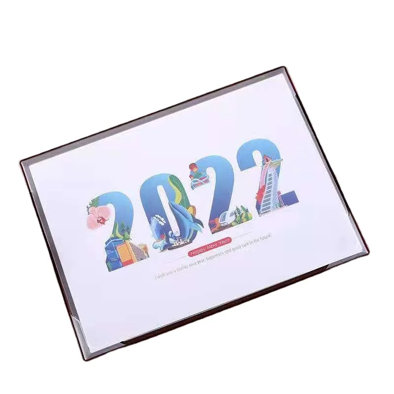 Office Metal Turn Personalized Custom Creative Design 2022 Desk Wooden Desk Calendar