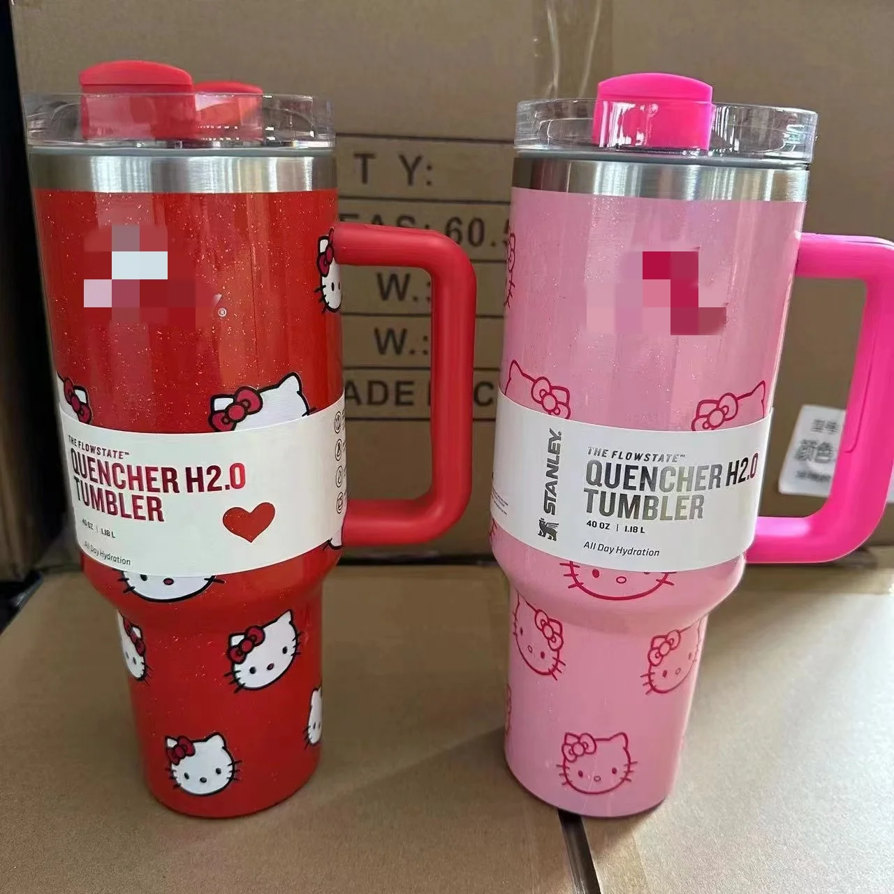 Hot Sale 40oz KT Cat Thermos Cup Creative Stainless Steel Double Layer Vacuum Mug Water Cup Handle Ice Master Car Mug