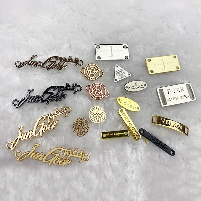 Wholesale Fashion Stainless Steel Brand Logo Metal Tag Metal Bag Label For Clothing Or Handbag