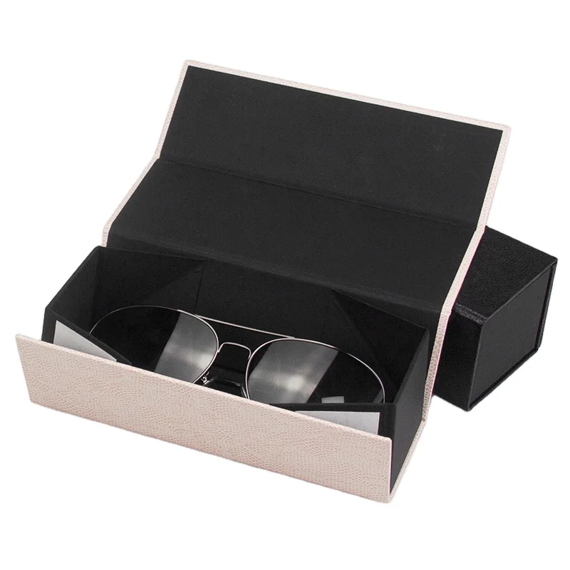 Магнитный Складной футляр для очков, Золотая фольга, коробка для оптических очков из искусственной кожи с тисненой бумагой, подарок для оптиков