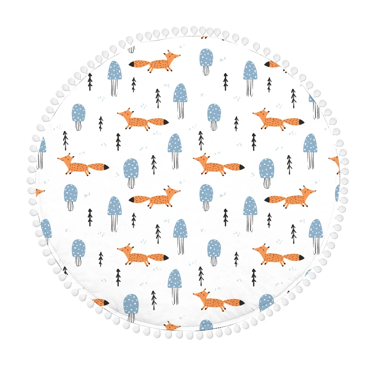 Circular Shape Diameter 100cm Customized Print Colorful Portable Outside and Room Mats For Crawling