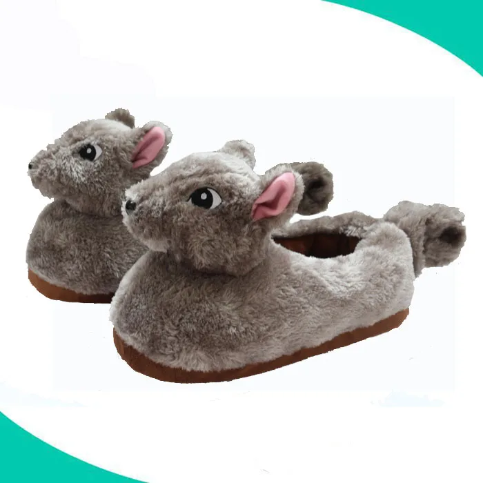 wholesale grey winter warm adult stuffed home indoor plush animal  penguin slippers