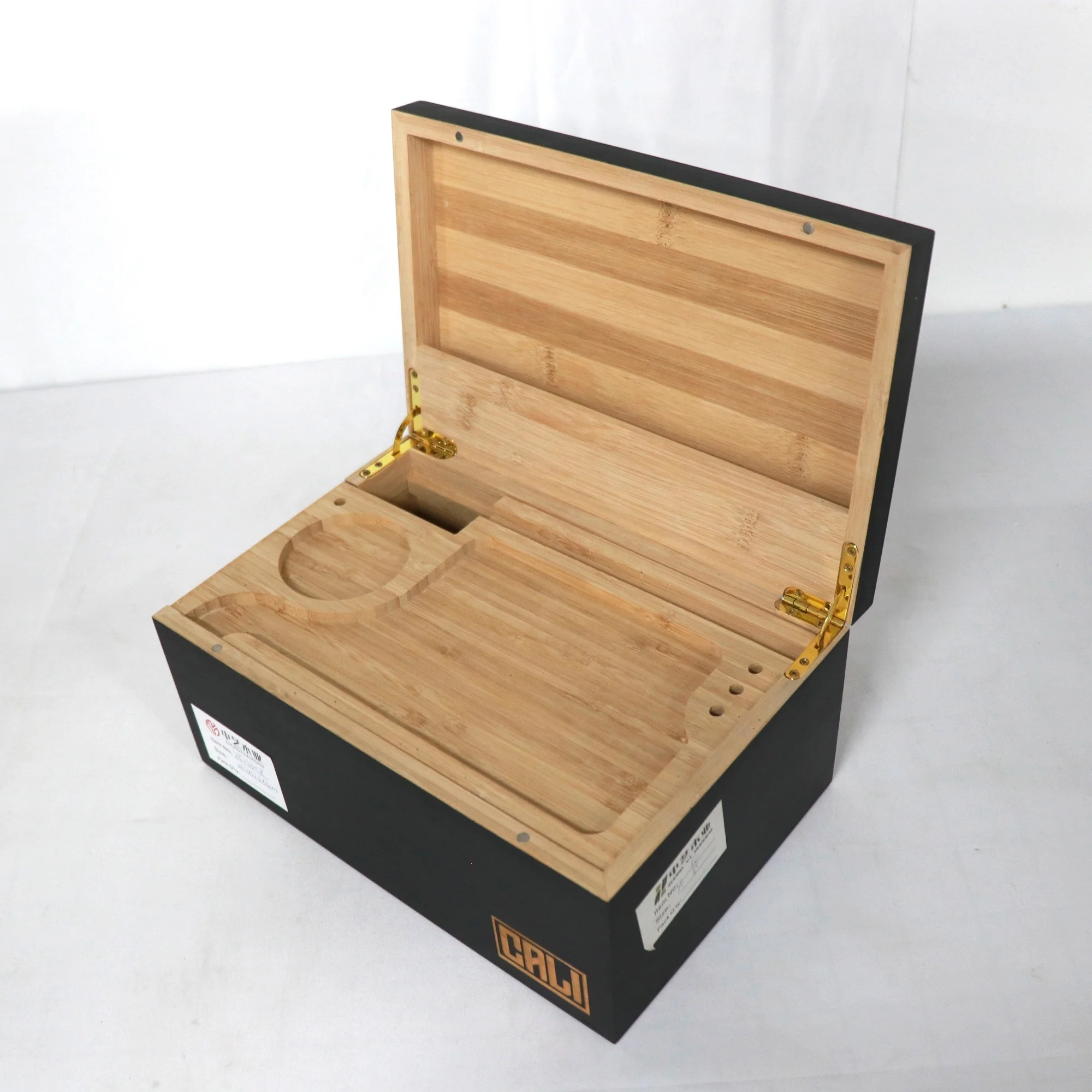 OEM decorative wooden luxury stash box smoking bamboo stash box with rolling tray wooden boxes with hinged lid