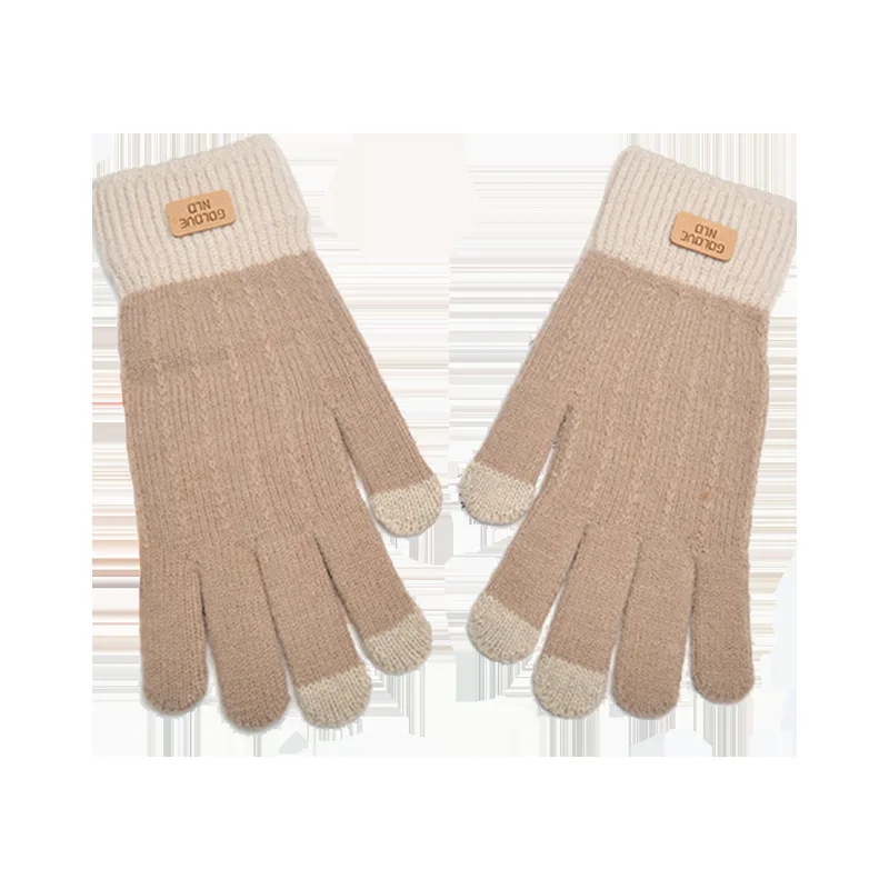 Alpaca Knitted Touch Screen Gloves Men And Women Autumn And Winter Warm Outdoor Antifreeze Plus Velvet Thick Korean Version Of C