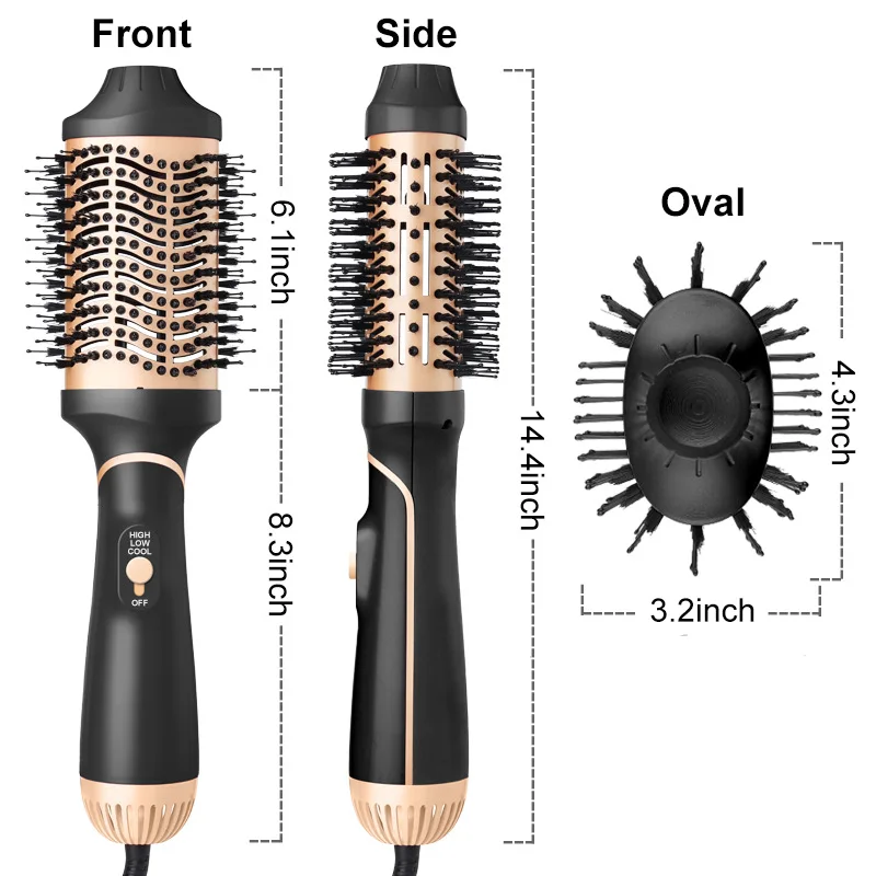 AIWO Top Selling 3 In 1 Hot Air Brush Electric Comb  Blow Dryer Roller Hair Straightener Hot Air Comb