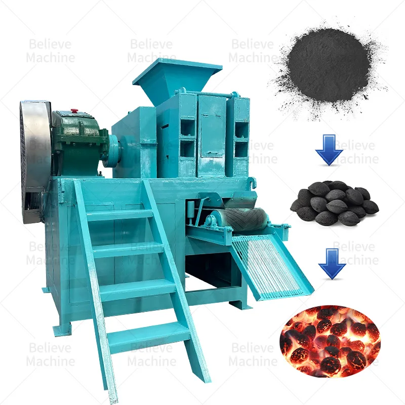 Factory directly selling indonesian big pillow round heart shape charcoal briquette making machine diesel engine