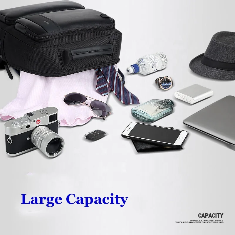 BOPAI Men Business USB Charging Travel Bag Large Capacity Anti Theft Back Pack 15.6 Inch Laptop Backpack