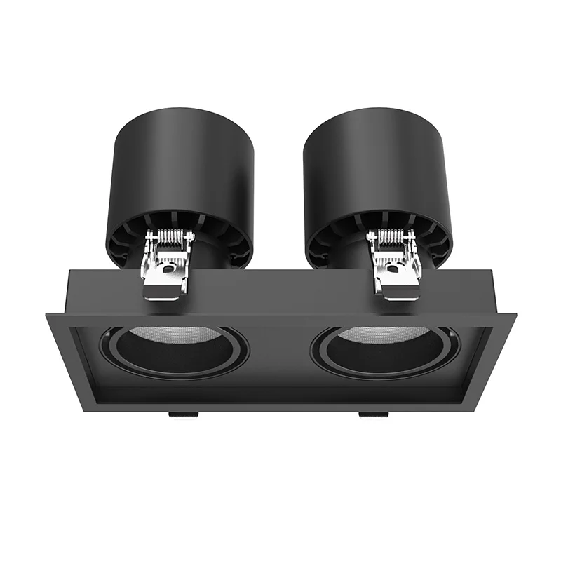 Factory Customized High Brightness 2*20W Two Head Led Light Hotel Indoor Recessed Grille Light Fixtures