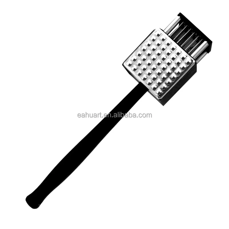 Latest 2-in-1 meat hammer and tender needle stainless steel meat tenderizer with plastic handle for kitchen