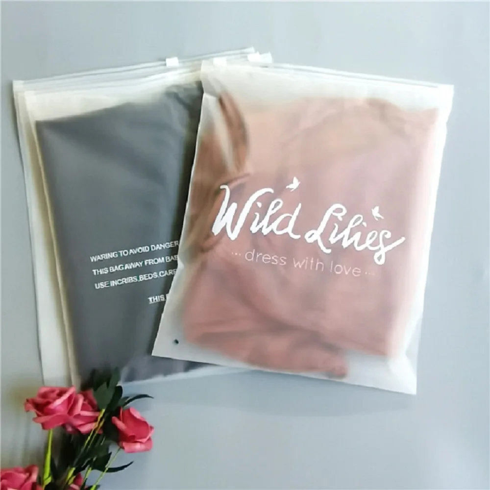 Wholesale price frosted sealing zipper lock bag frosted matte printing customer logo plastic zipper bag for cloth