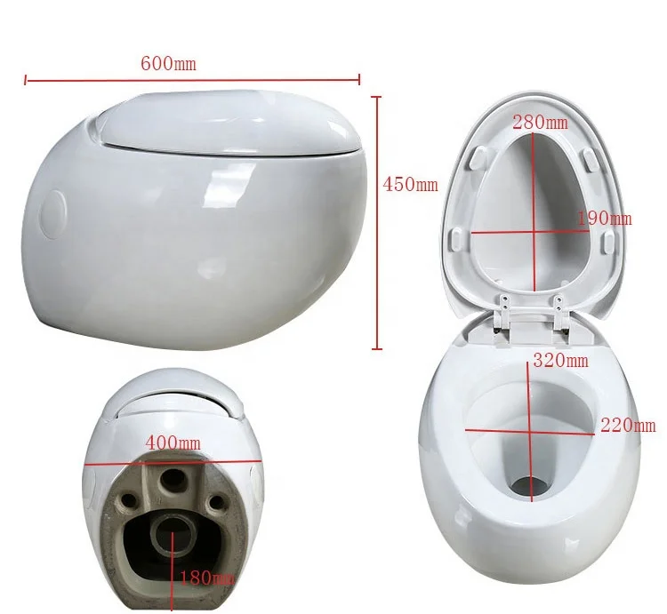 
Luxury Design KD-01WT egg shape wc toilets sanitary ware wall-hung chinese wc toilets 