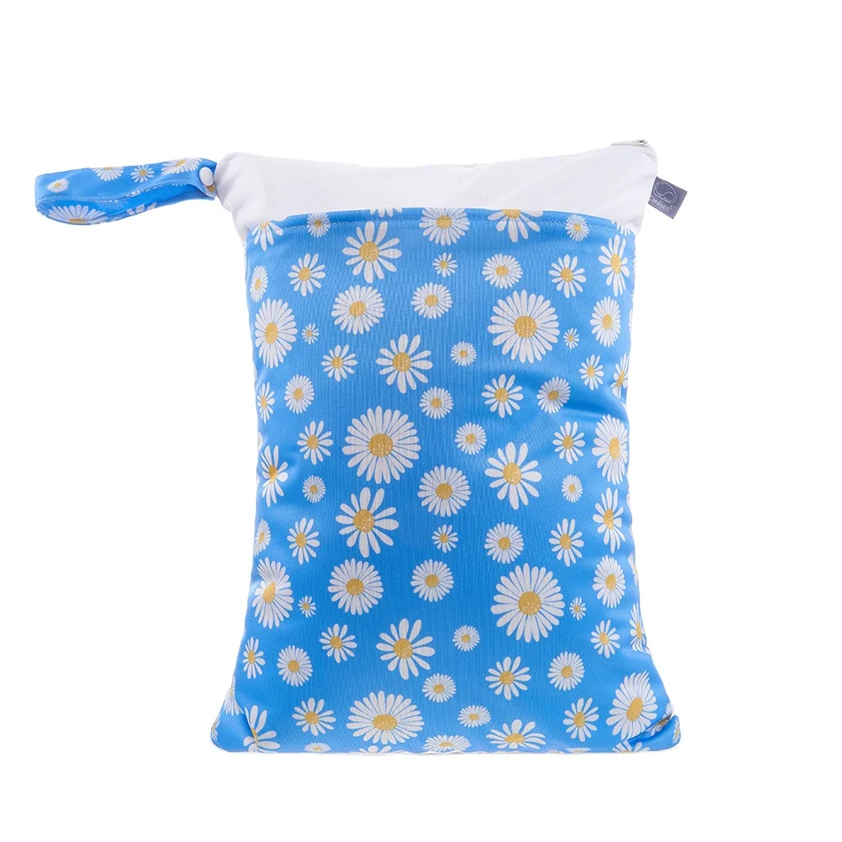 HappyFlute 1PC Reusable Waterproof Fashion Prints Wet Dry Diaper Bag Double Pocket Cloth Handle Wetbags 30*40CM Wholesale