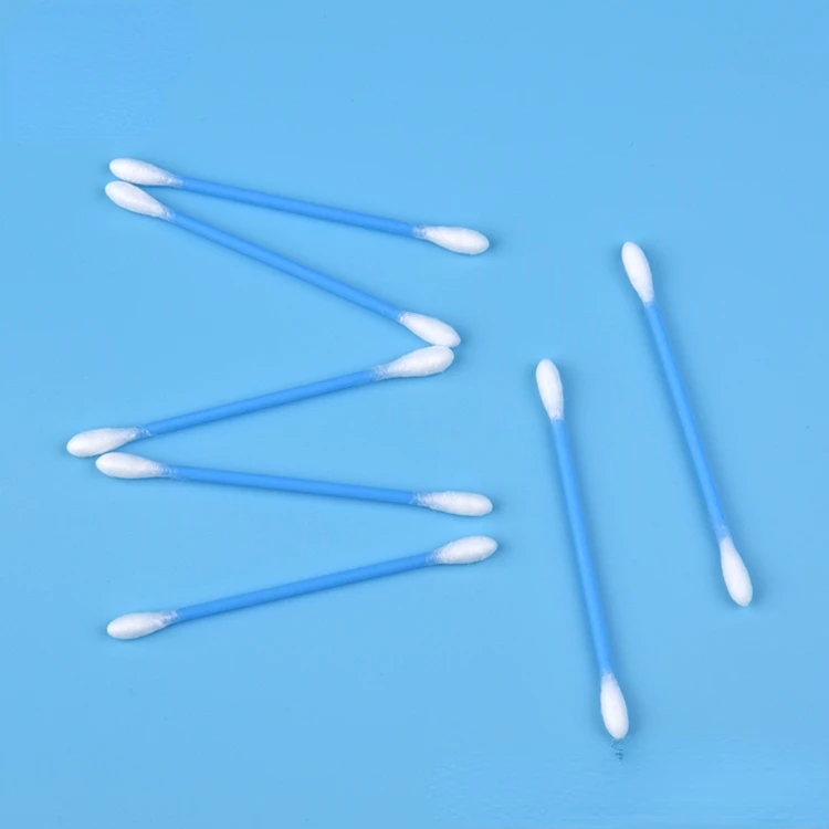 Makeup tools cleaning baby care first aid ,white sterile 100% natural cotton swabs plastic stick blue swab sticks cotton bud