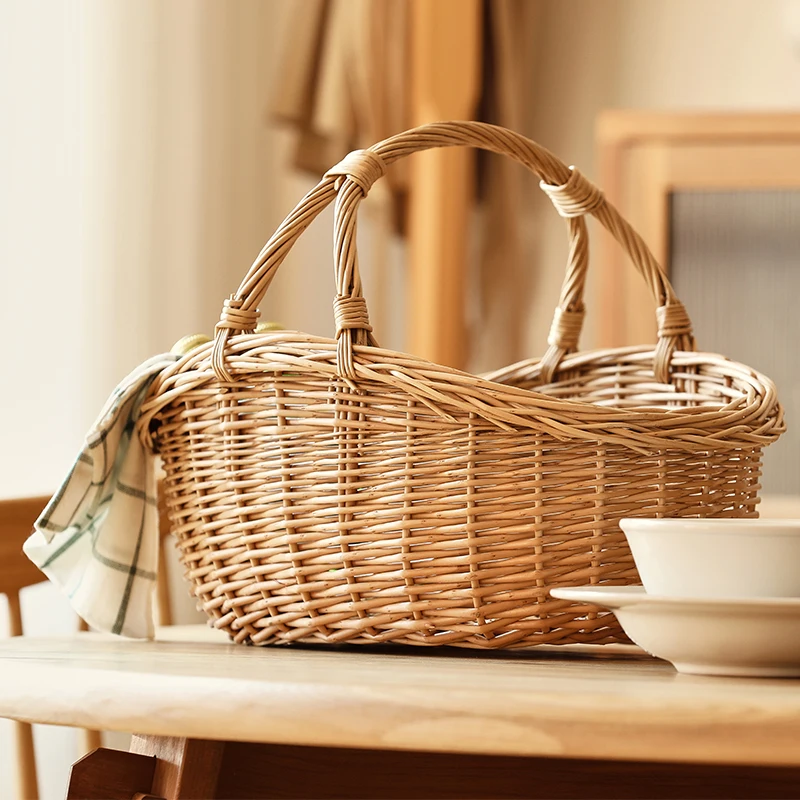 Wholesale Empty Cheap Hand Woven Hamper Gift Wicker Wholesale Hand-Woven Oval Wicker Basket Lids For Decorative Baskets