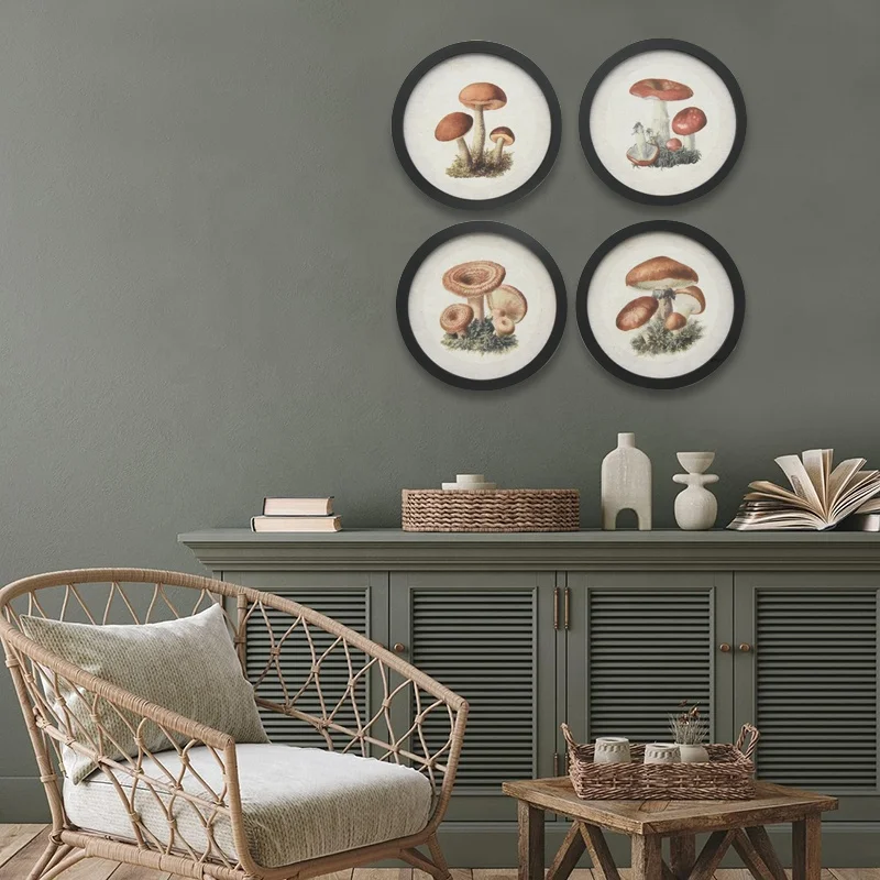 Farmhouse living Room Decor Light luxury Retro Mushroom Painting Wall Art for Home Decor Mushroom Aesthetic Hanging Wall Art