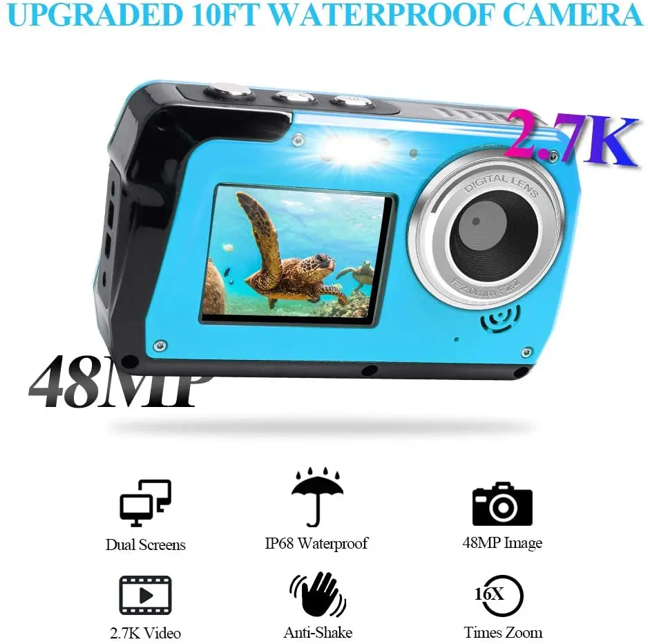 4K HD Mini Digital Cameras Point and Shoot Digital Cameras for Kids Underwater Cameras