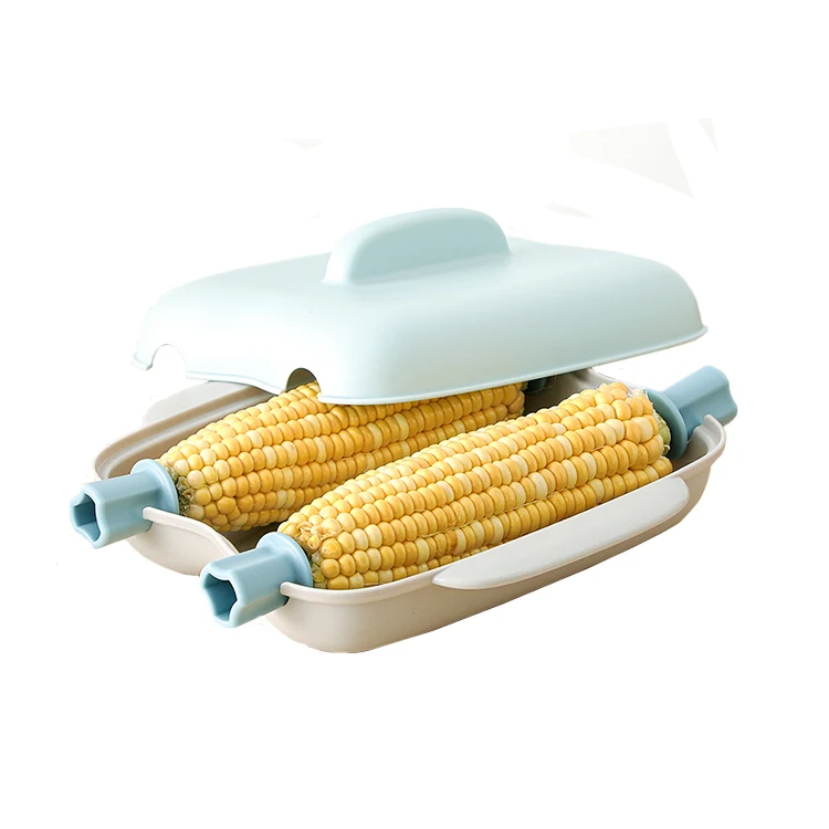 Microwave Sweet Corn Cooker,Corn Steamer With Vented Lid,2 Rooms Corn And Potato Steaming Tool With Fixing Screws