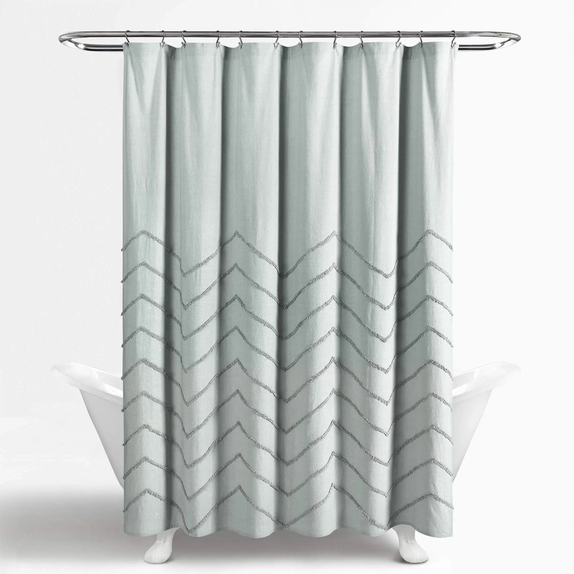 Amazon Hot Selling Decor White Chenille Chevron Unusual Shower Curtain Anti-dust Bath Shower Curtains For Bathroom
