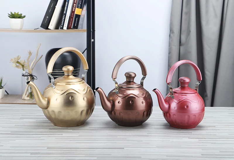 JUSOON New Listing Capacity1l-2l Spray Paint Tea Pot Water Kettles Stainless Steel Retro Chinese Kettle for