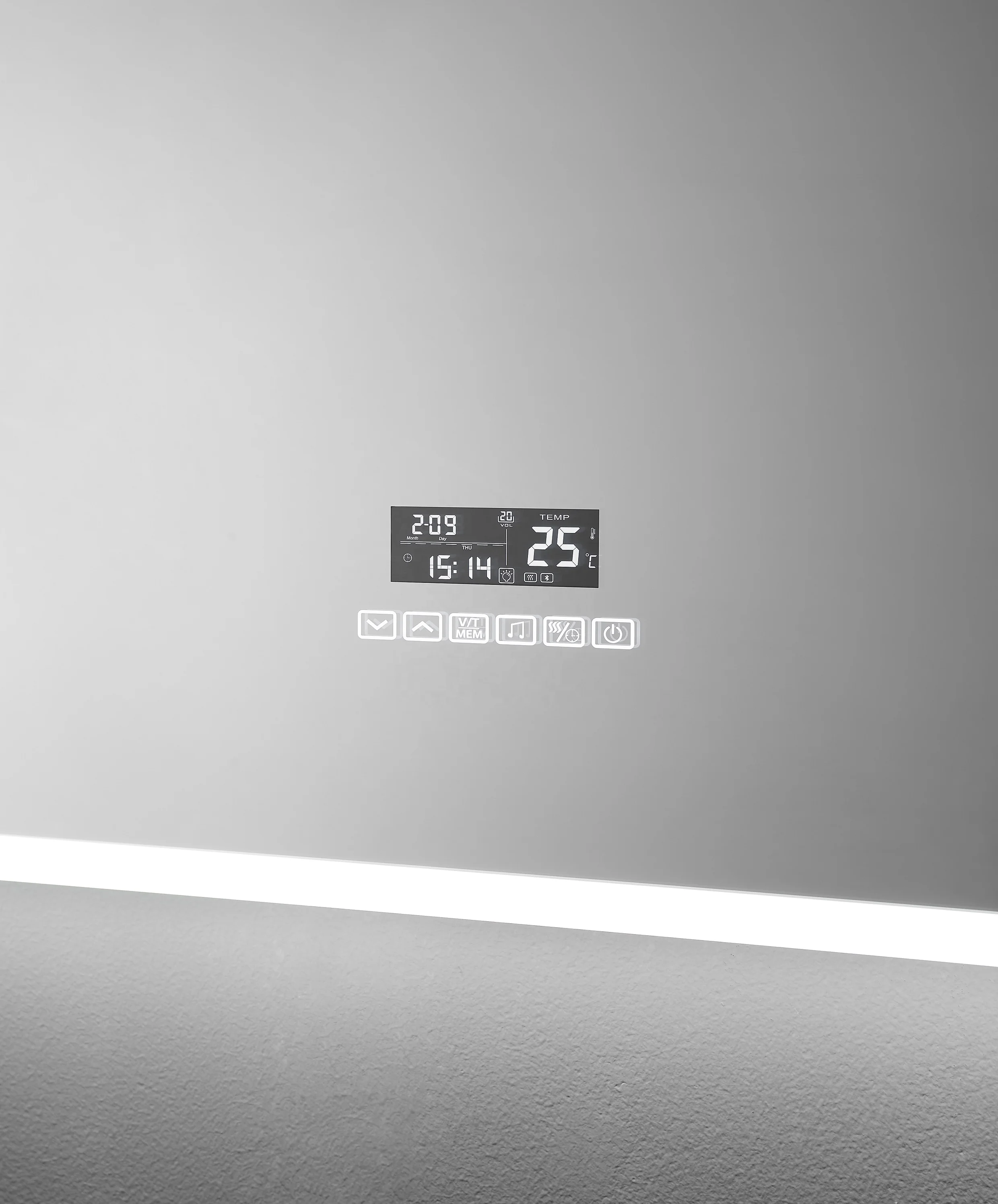 High Quality Anti Fog Touch Screen led mirror with bluetooth illuminated LED mirror with time temperature Blue tooth speaker