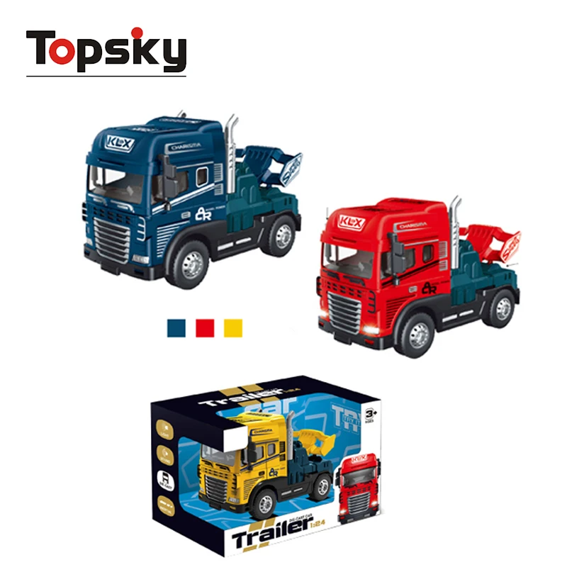 Topsky Diecast Trailer Toys 1:24 Inertia Alloy Truck Vehicle With Light And Music Children Trailer Car Set Diecast Toys For Gift
