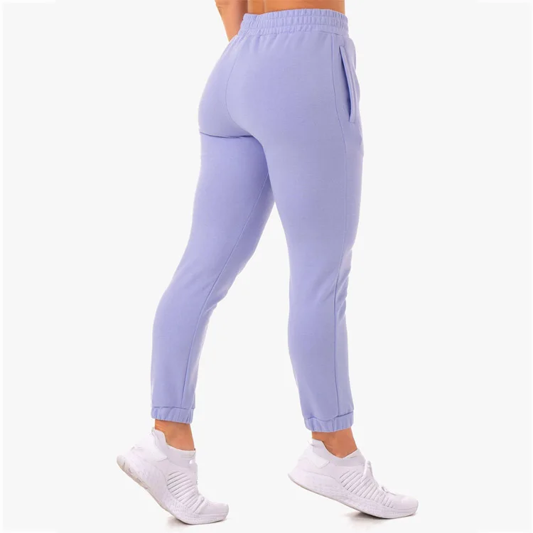 Winter Spring Fleece Interlock Fabric Light Color Long Sleeve Sweatshirt Sports Bottoms Jogger Ladies Tracksuit