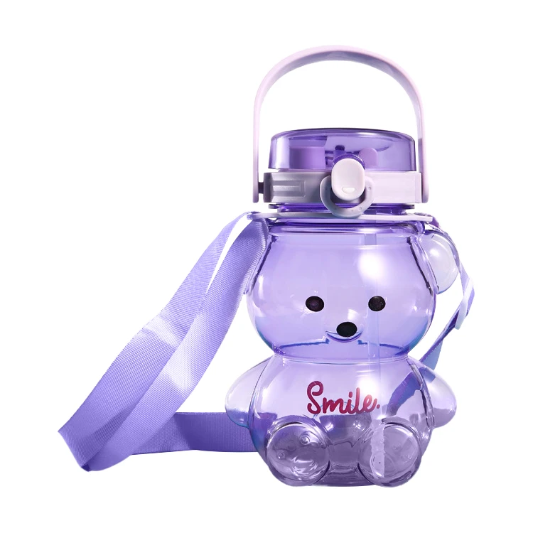 Wholesale 1000ml Kawai Cute Small Bear Water Bottles New Style Big Belly Cup with Large Capacity for Kids Hot Sale