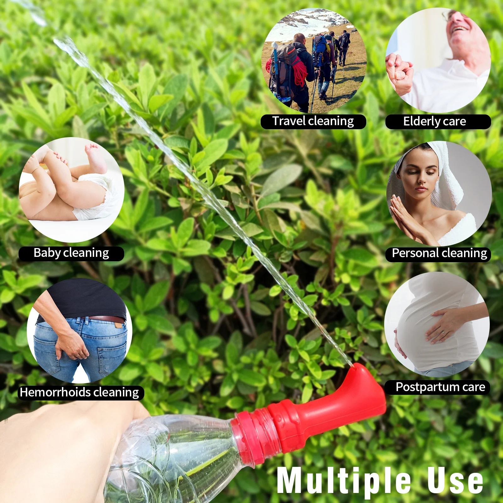 Universal Travel Bidet 3PCS-Pack Portable Bidet Pipe for Toilet, Compatible with Your Plastic Bottle - Handheld Shattaf