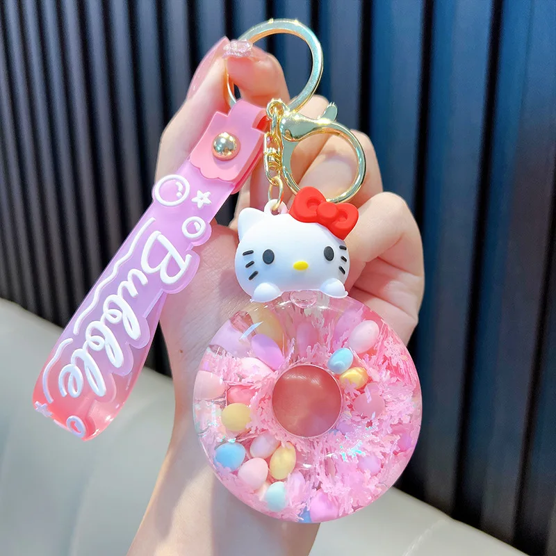 Hello Kitty масло в зыбучие пески Sanrioed брелок с плавающими бусинами дрейфующий для ключей жидкий