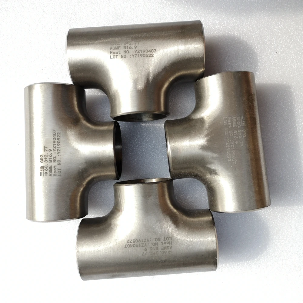 Titanium Tee ASTM B363 WPT2 Welding Pure Gr2 Pipe Fittings