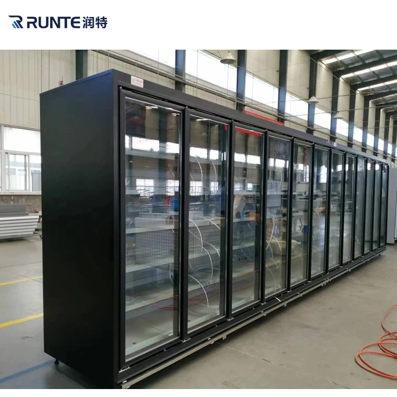 supermarket Display Refrigerator upright Freezer Double glass door Beverage drinks beer fridge display
