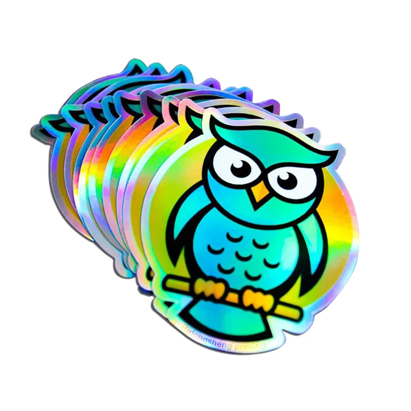 Custom Waterproof Holographic Sticker Vinyl Printing Adhesive Cartoon Die Cut Logo Label Stickers