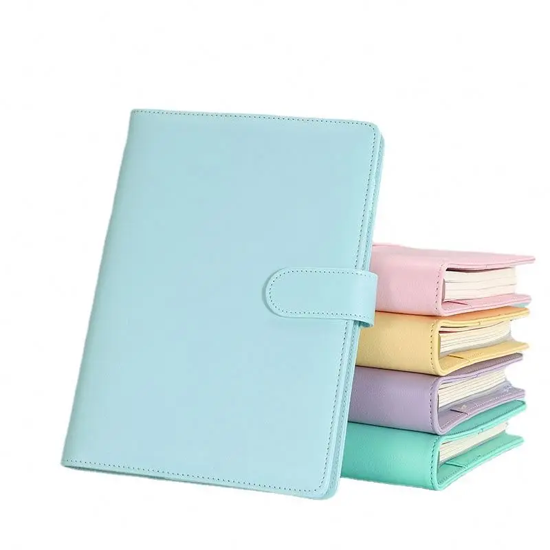 2023 Custom Pu Leather Budget Binder Office Supplies Notebook Planner Cover Binder Ring Bound Planner with Buckle