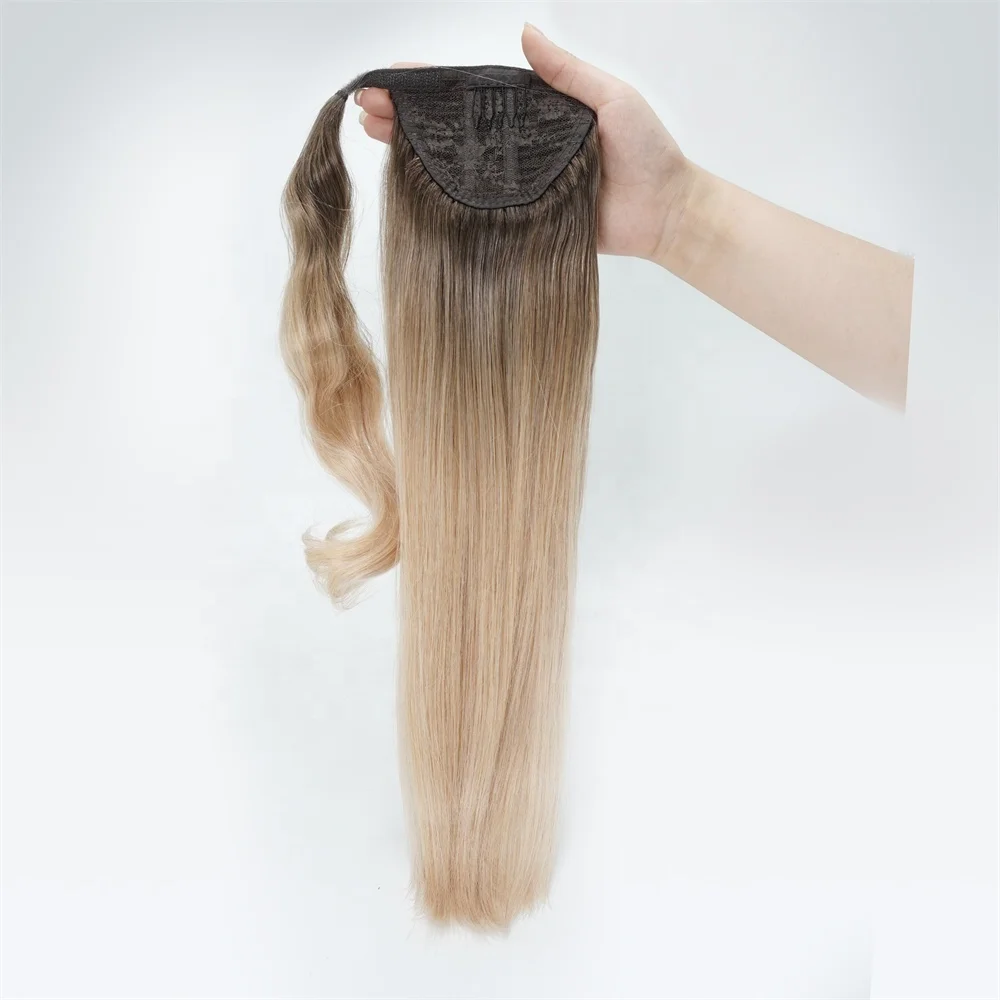 Remy Human Hair Extension Natural Human Hair Straight Blonde Ponytail Long Clip Ponytail