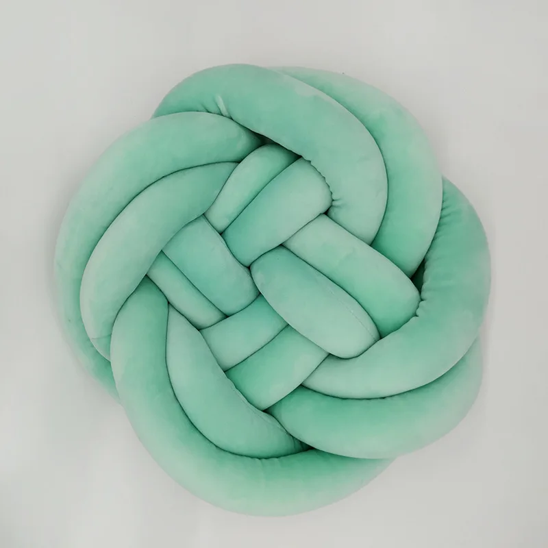 New Color Wholesale Stuffed Handmade Throw Pillow Pink Grey Plush Ball Knot Cushion For Home Decor