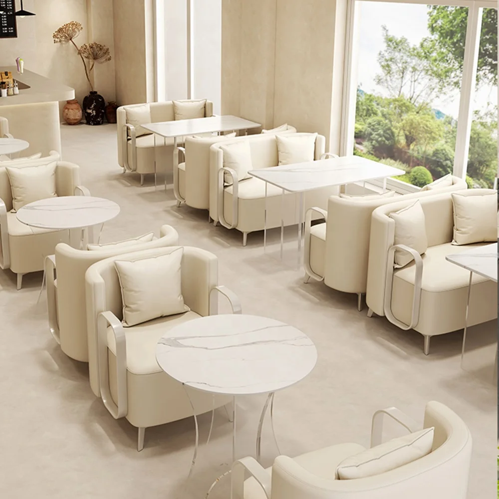 Restaurant booth seat Commercial marble table restaurant coffee shop furniture Cafe Restaurant table and chair booth furniture