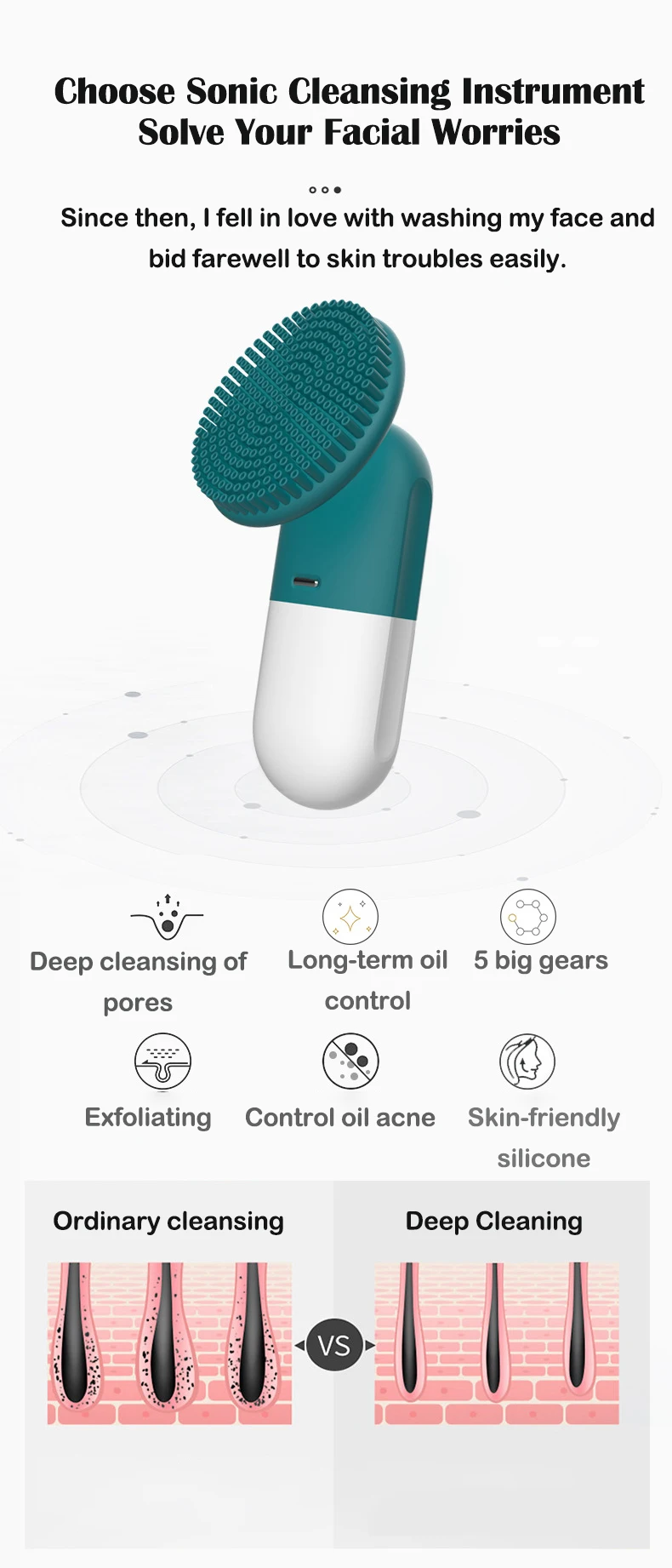 Custom Logo Mini Face Scrubber Soft Wash Facial Cleanser Silicone Korean Facial Rotary  Cleansing Brush .jpg
