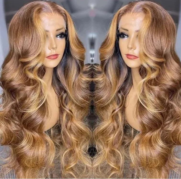 Highlight Human Hair Top Swiss HD Lace Front Wig glueless pre cut 13x4 bleached knots virgin hair wig