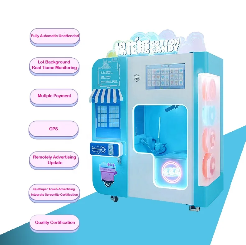 Factory Commercial Self Full Automatic Cotton Candy Floss Vending Machine For Sale Shopping Malls And Amusement Parks