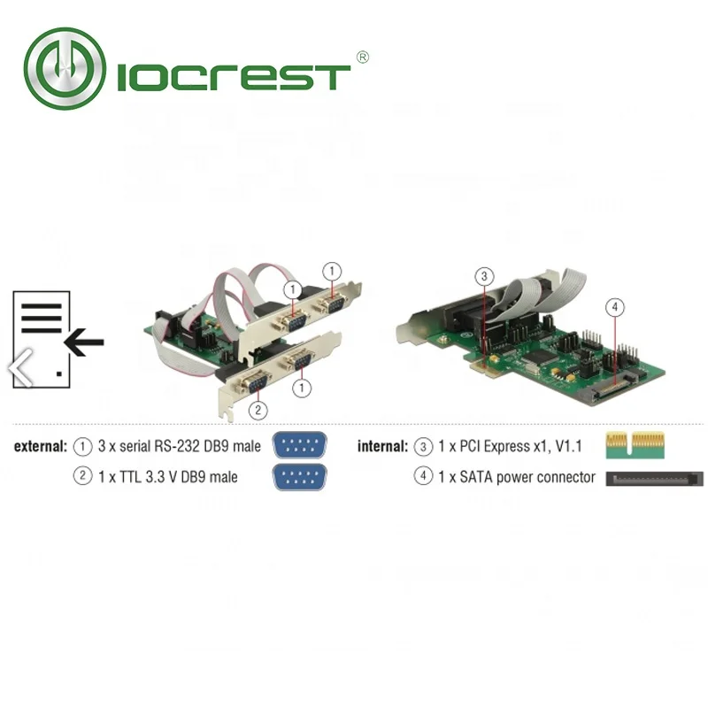 pcie db9 converter adapter support ttl and low profile 4 port pci express rs232 serial card
