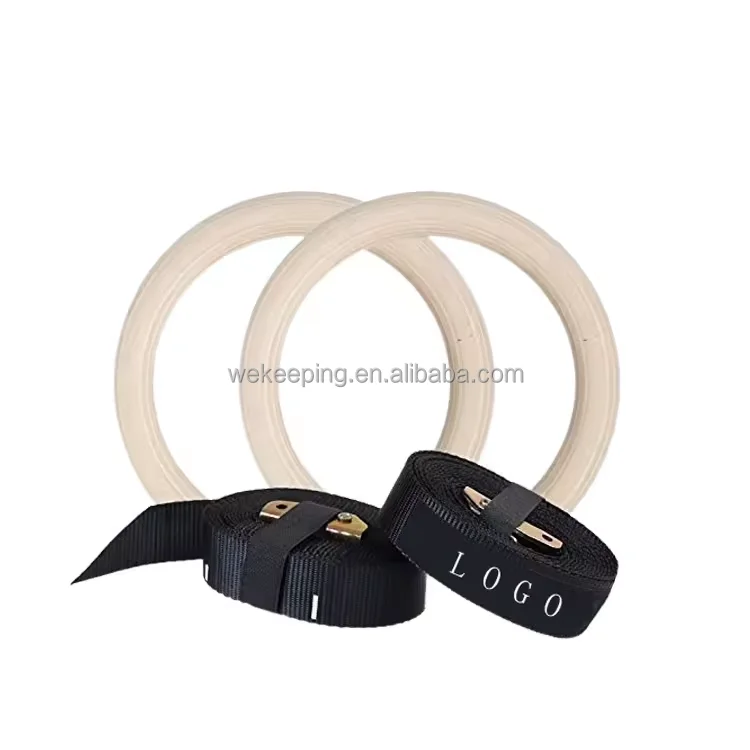 Wholesale Custom Adjustable Non-Slip Straps Wooden Gymnastic Gym Rings