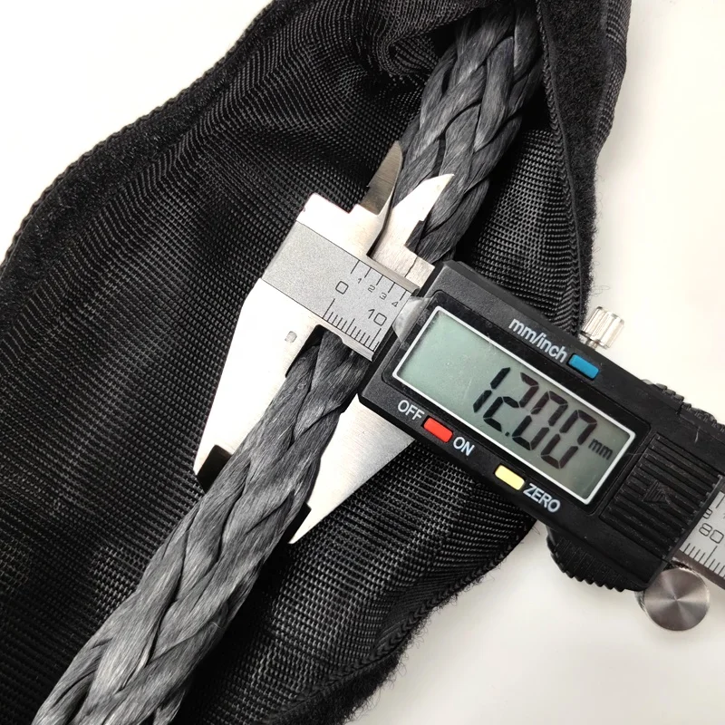 Customized LOGO 12mm 3m Dyneema 33000lbs Synthetic UHMWPE Static Utility Winch Rope