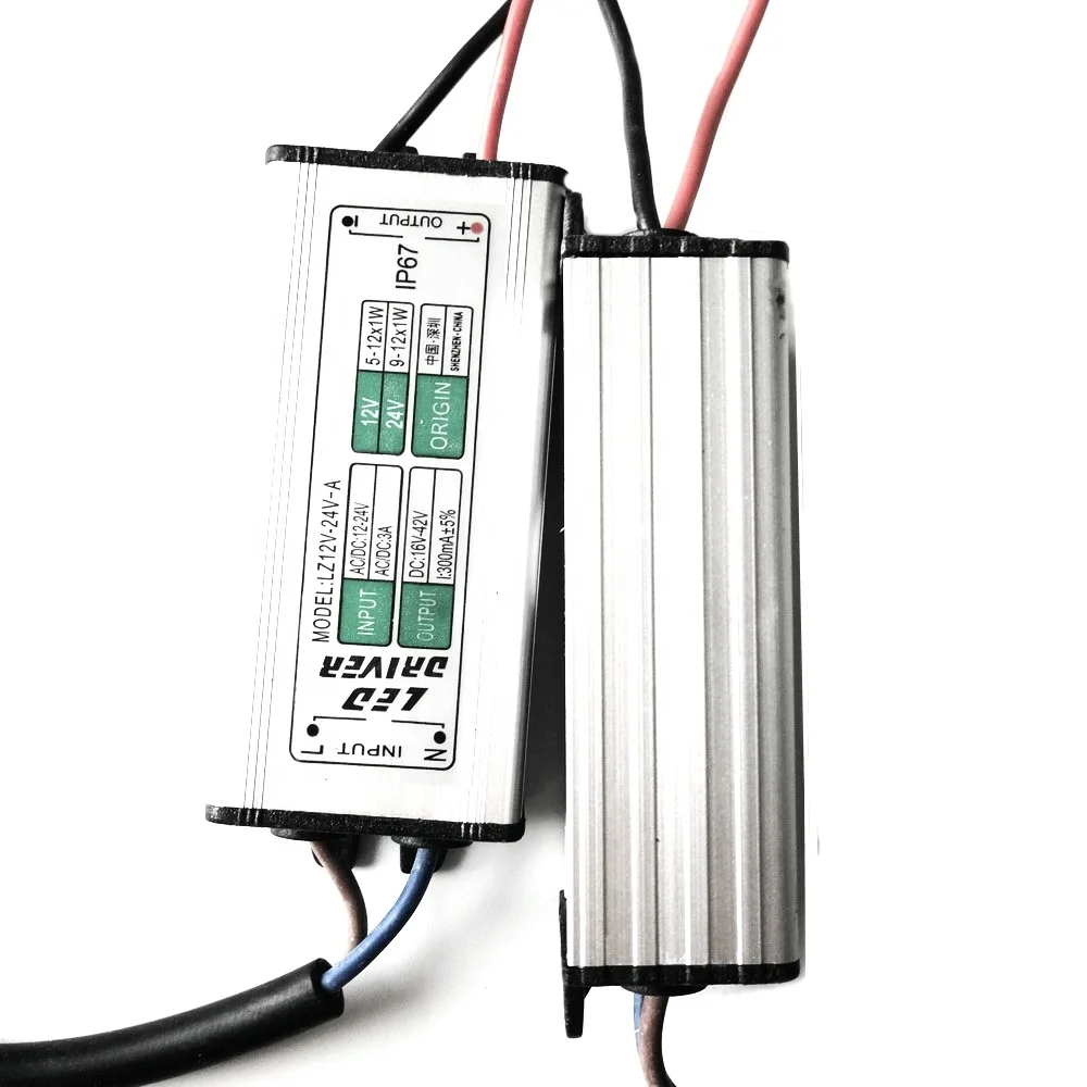 Водонепроницаемый светодиодный драйвер на солнечной батарее, 24 В, 9-12x1 Вт