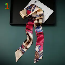 Новый Модный тонкий узкий шелковый шарф с украшением, Женский Простой декоративный шарф, маленький шарф, сумка-повязка для волос