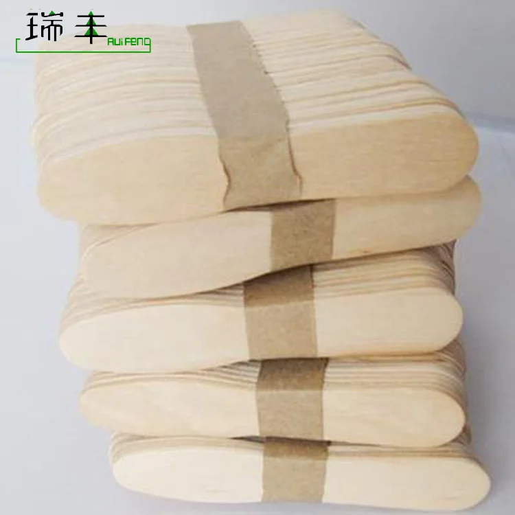 Wholesale Food grade logo printed disposable paper wrapped wooden ice cream spoon