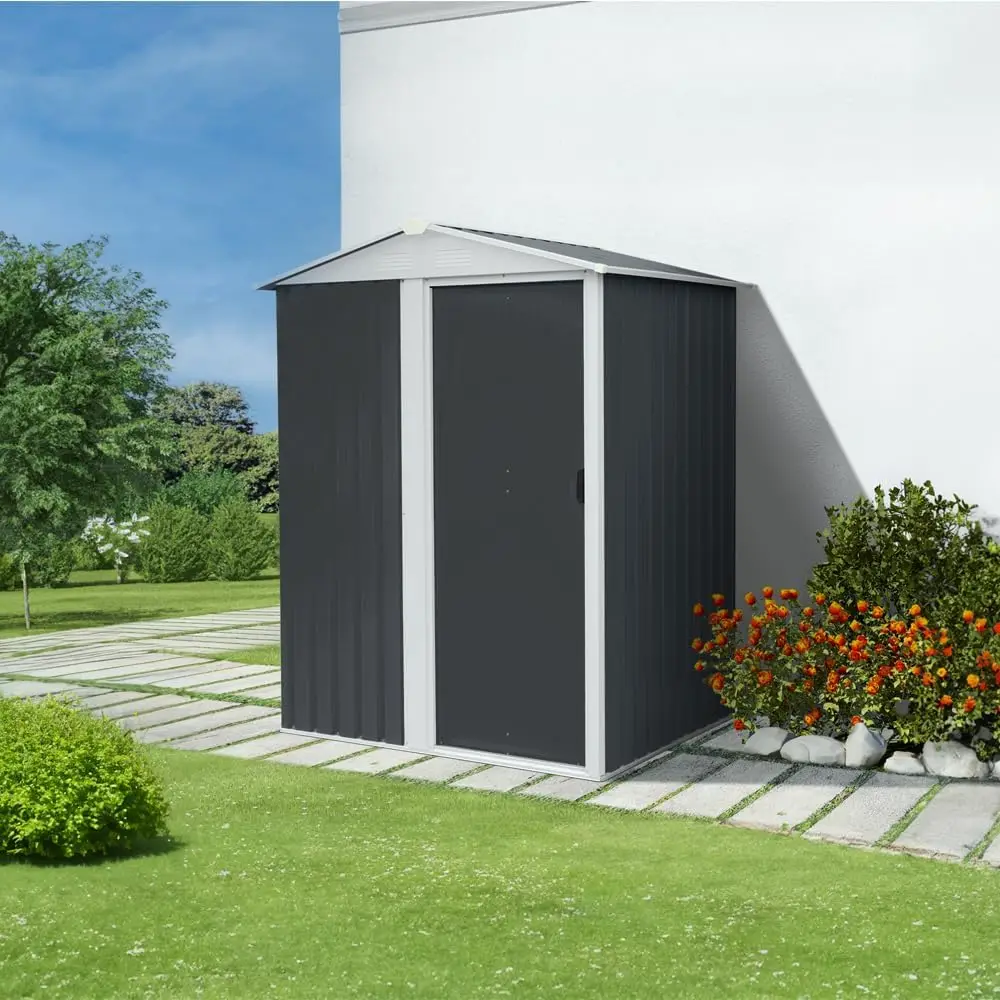 Garden Shed Garden Cabinet Foundation Garden House Tool Shed with Gable Roof, Sliding Door Storage House Mailing Order Pack